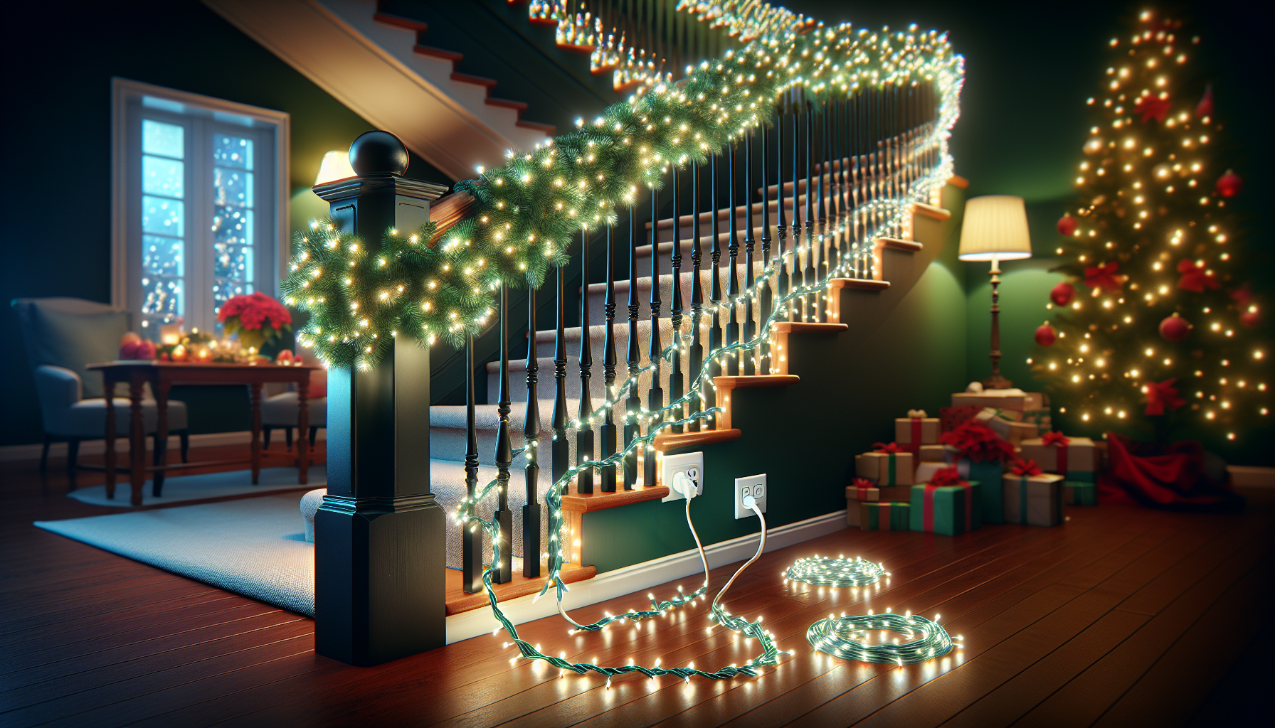 How to Put Christmas Lights Along a Banister Railing