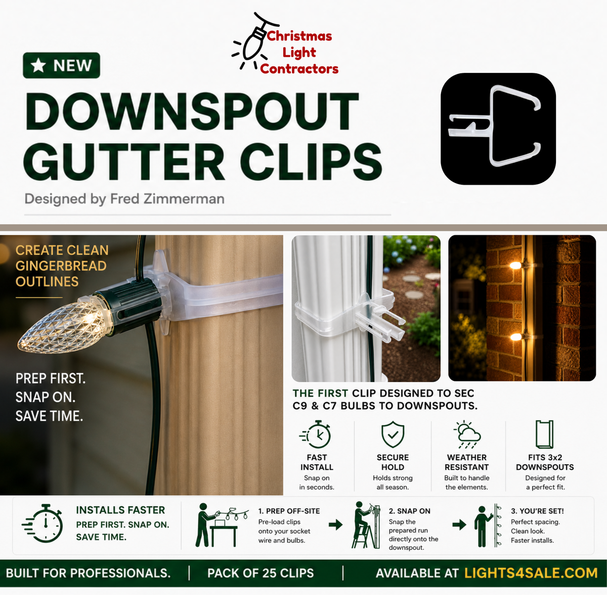 Gutter Screen Light Clips DownSpout or gutter Clip – Christmas Light Contractors USA