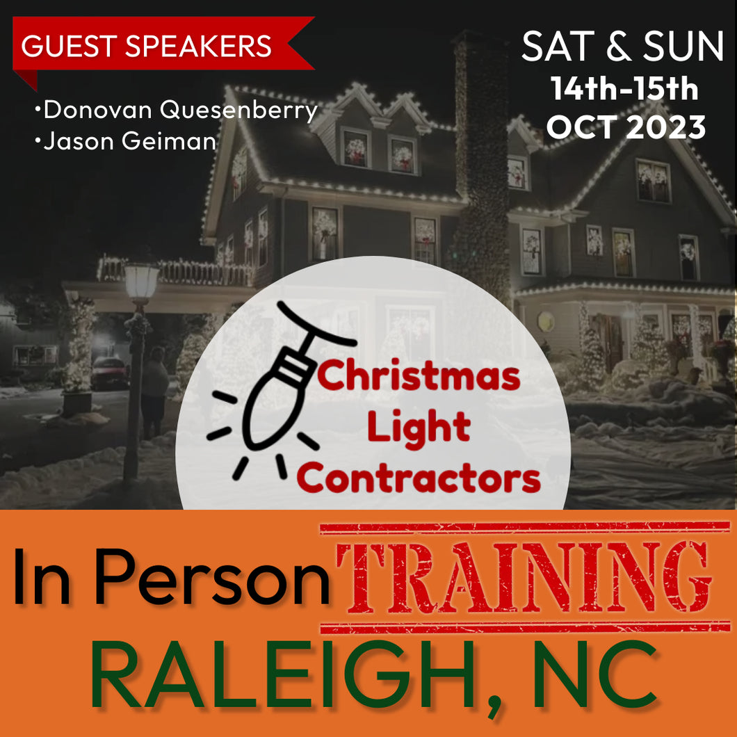 IN PERSON TRAINING, October 14th-15th - Raleigh, NC