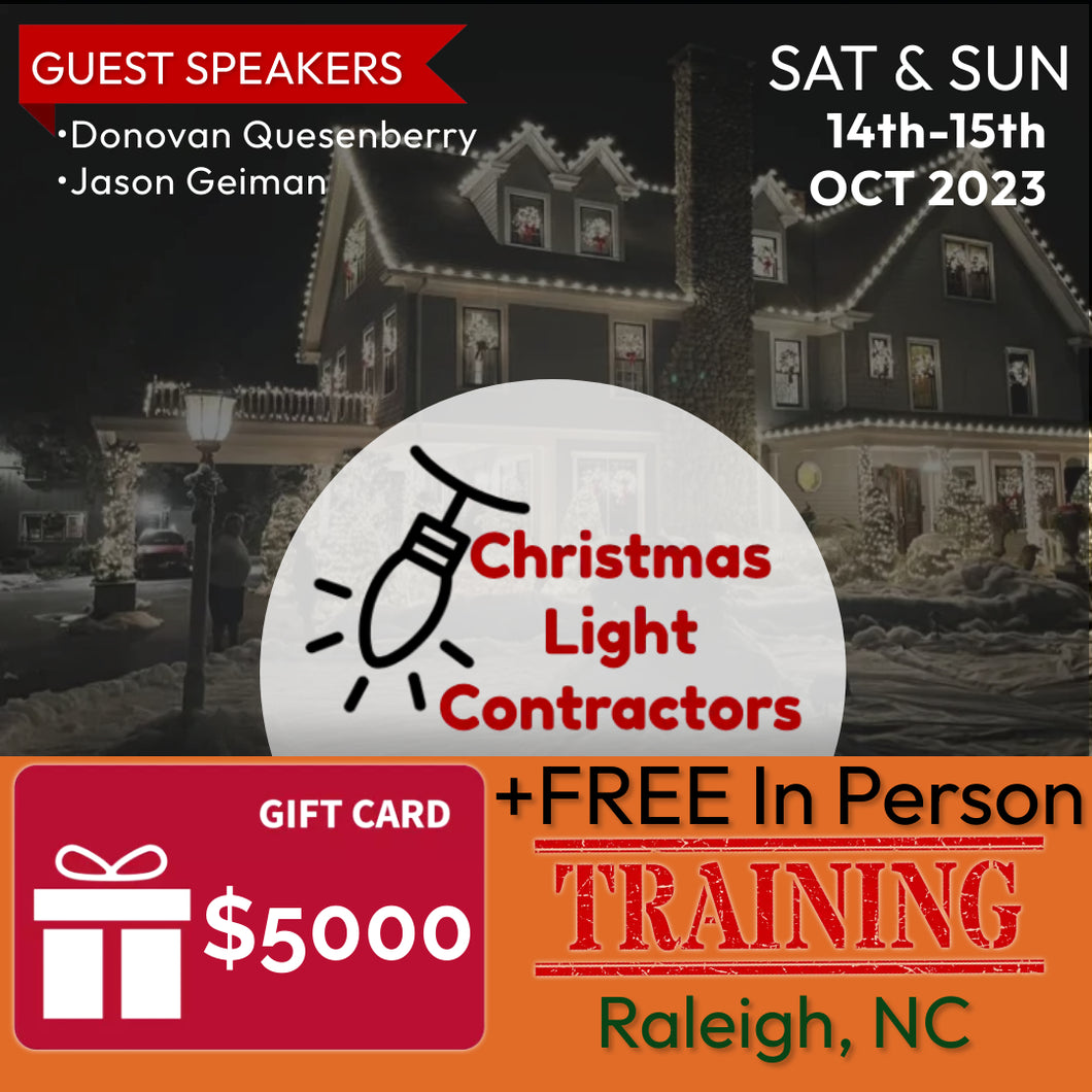$5000 Gift Card +FREE IN PERSON TRAINING, October 14-15 Raleigh, NC
