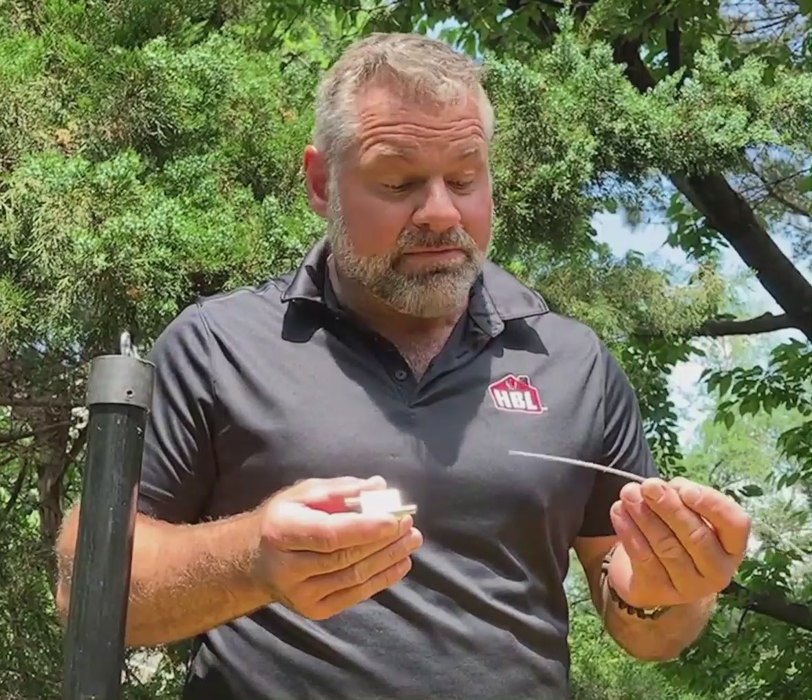 See how the Belle Luci Wire Cable Gripper secures patio lighting guide wire